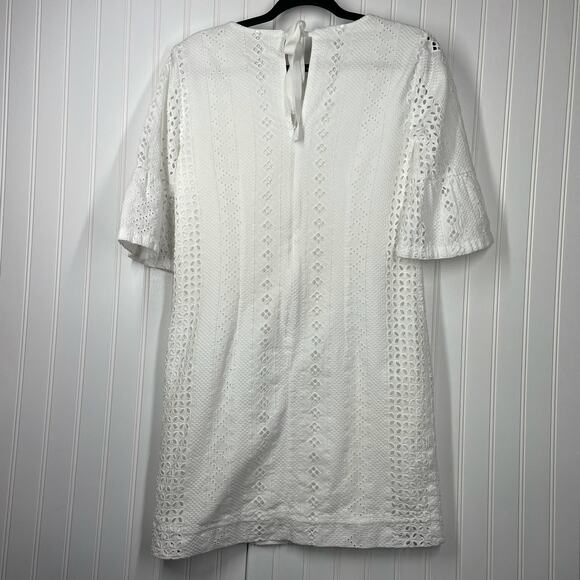 J. Crew Women's White Short Sleeve Crew Neck Lace Dress Size 0 - Picture 5 of 8
